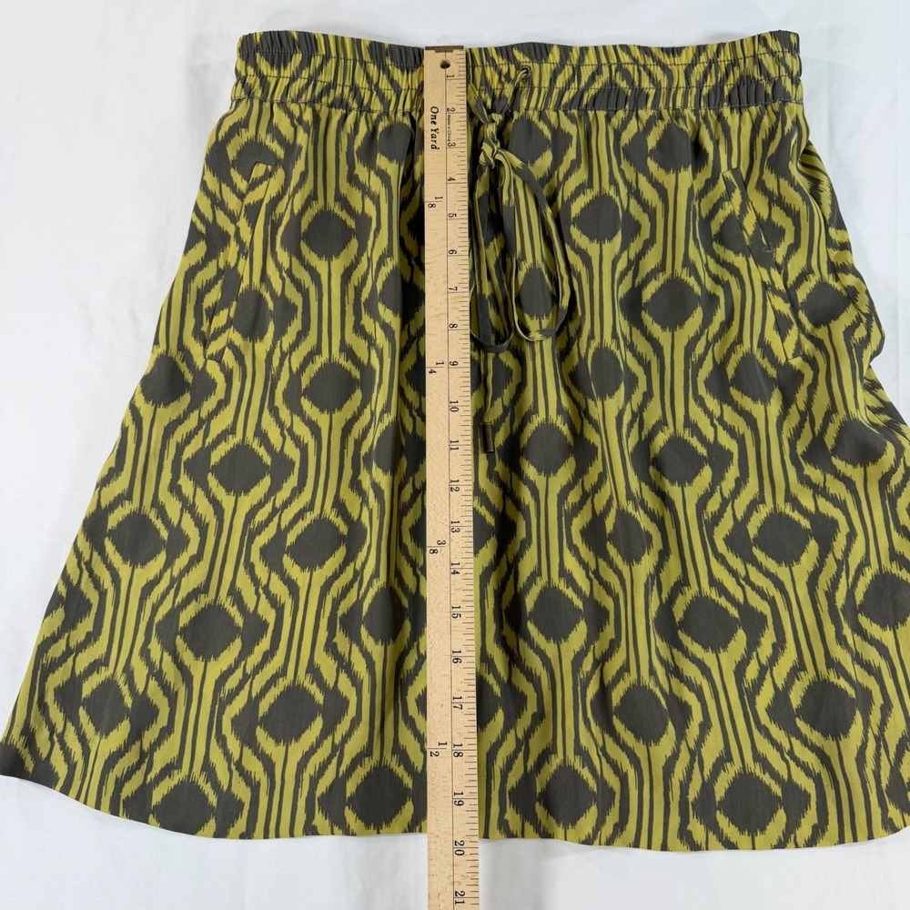 Banana Republic Heritage Mini Skirt Small Olive Green Grey Geometric Ikat Print - Picture 3 of 7
